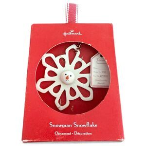 Hallmark Snowman Snowflake Porcelain Christmas Ornament 2007 Holiday Decor NEW